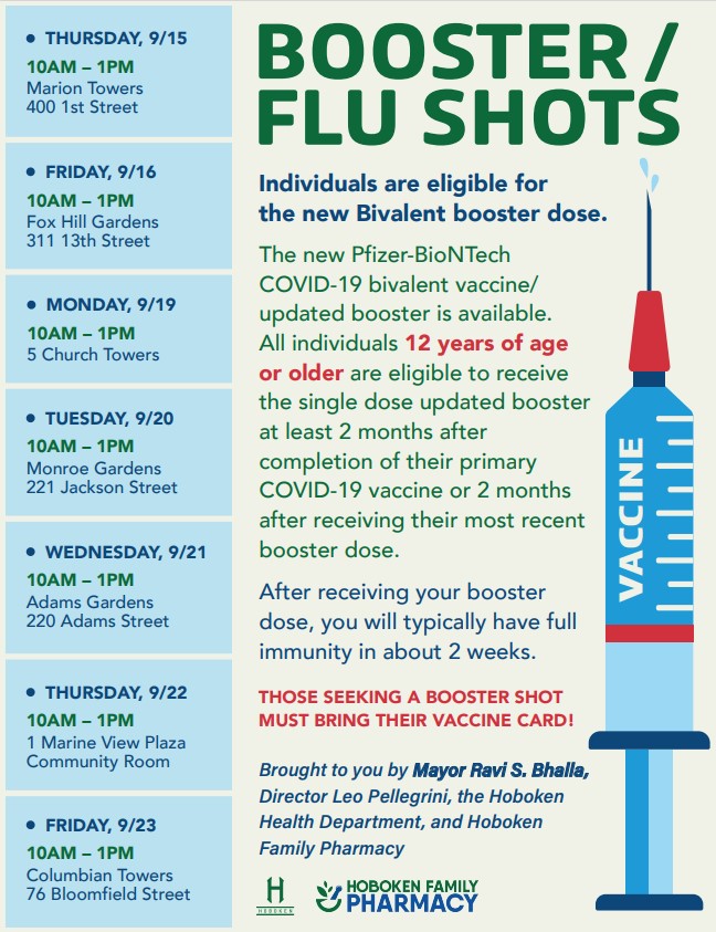 City of Hoboken to offer updated COVD19 booster at popup clinics